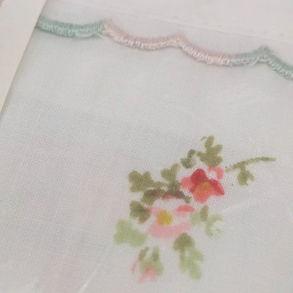 Vtg Sears Best French Bouquet Full Flat Sheet Floral Pink Scalloped Percale New